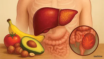 کبد چرب و کبد سالم همراه با فندق تازه و خوراکی های مفید برای درمان کبد چرب؛ خواص فندق برای کبد چرب برند teshine تی شین