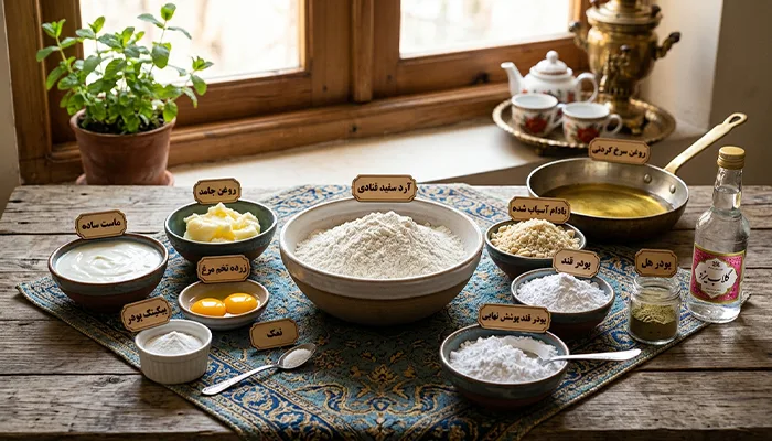 مواد لازم برای تهیه قطاب یزدی - تی شین